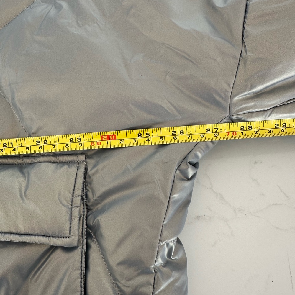 Lattier 100% Down Silver Puffer | Gorpcore Techwear Scandinavian Minimalist sz M - Picture 8 of 10